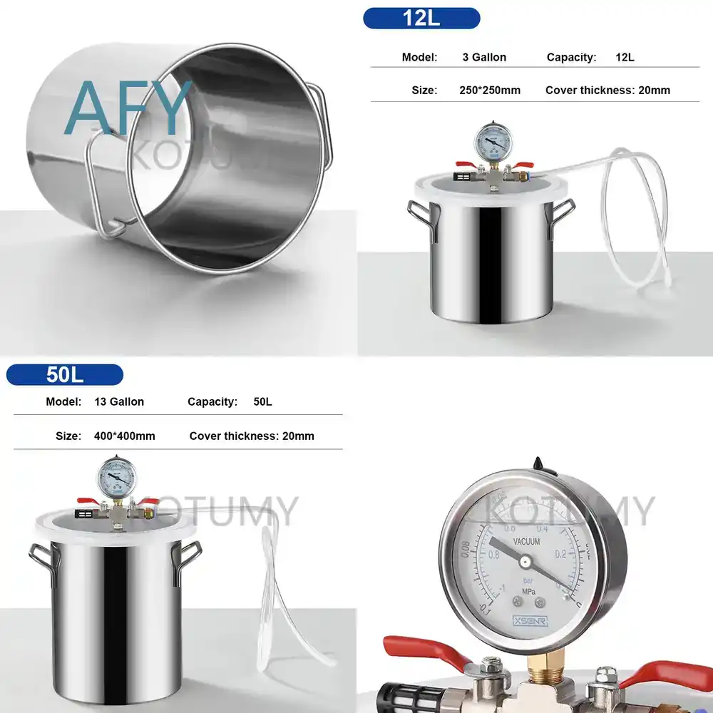 Vacuum Chamber Stainless Steel Acrylic Lid - Câmara de Desgaseificação a Vácuo em