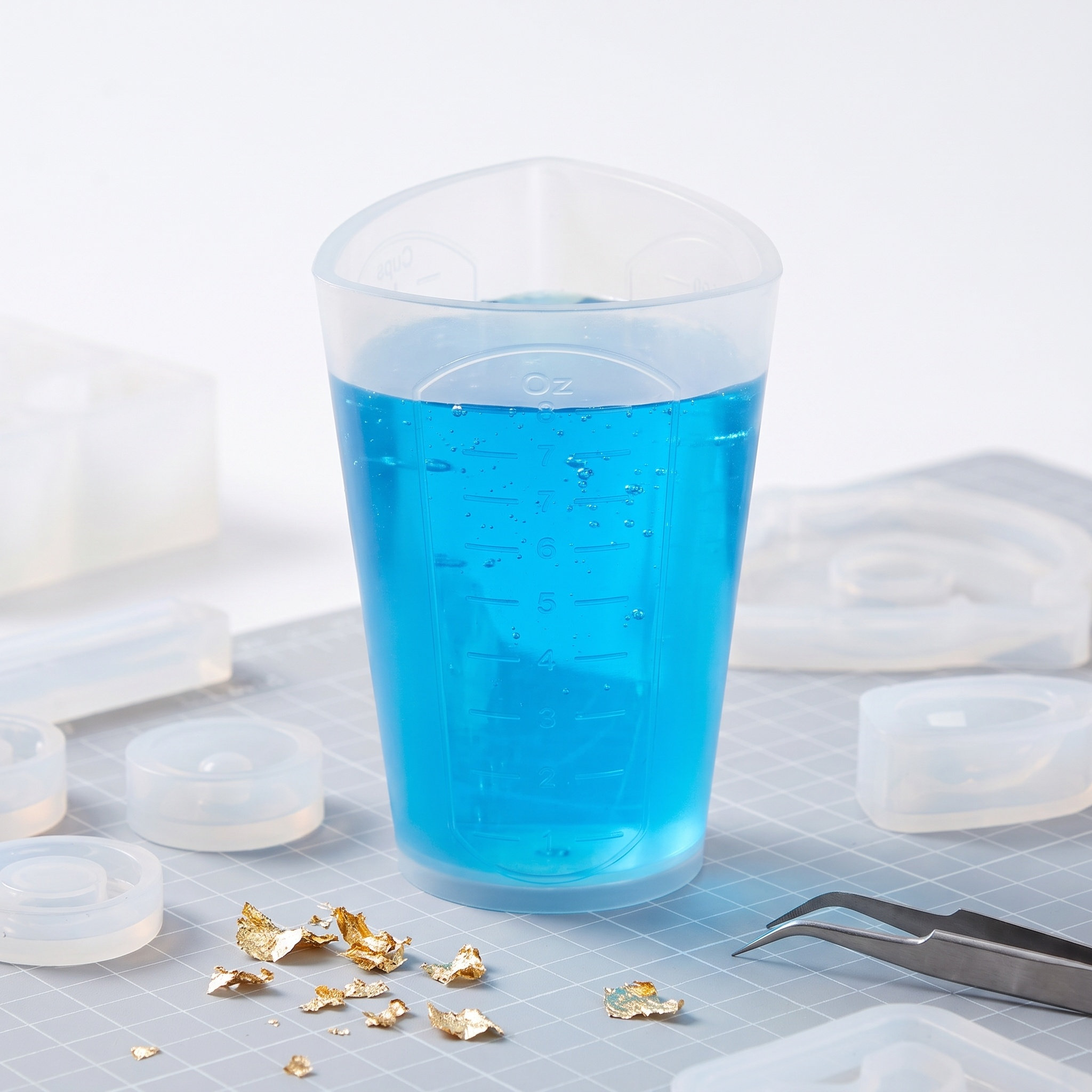 Resin Mixing Cups Silicone Reusable Graduated - Copo medidor de silicone, formato triangular,