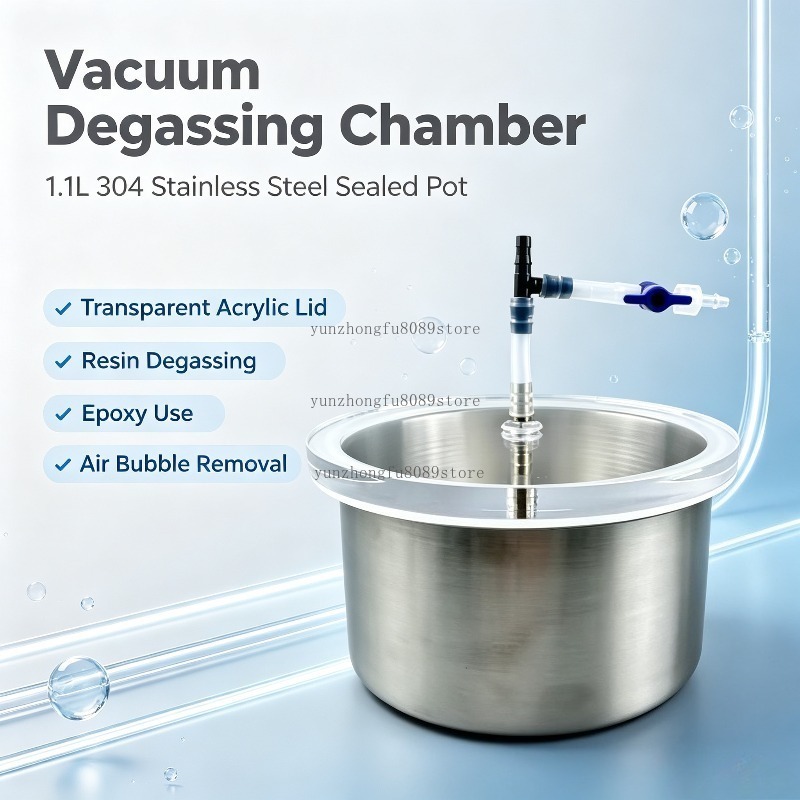 Vacuum Chamber Stainless Steel Acrylic Lid - Câmara de degaseificação a vácuo de
