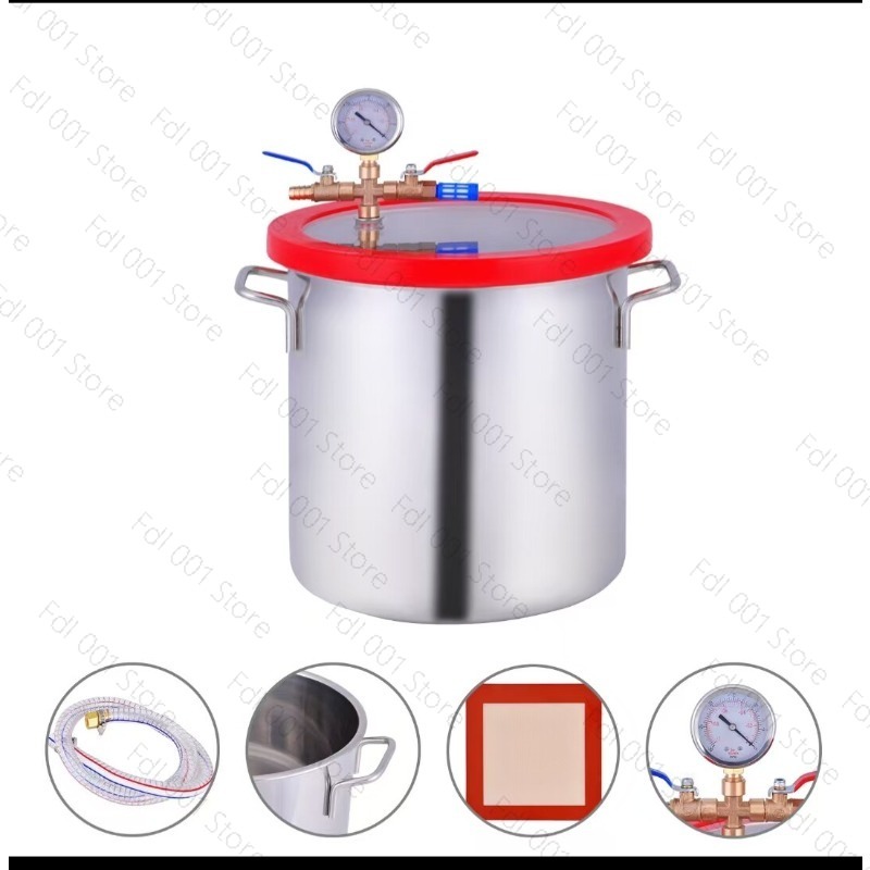 Vacuum Chamber Stainless Steel Acrylic Lid - Câmara de Desgaseificação a Vácuo de