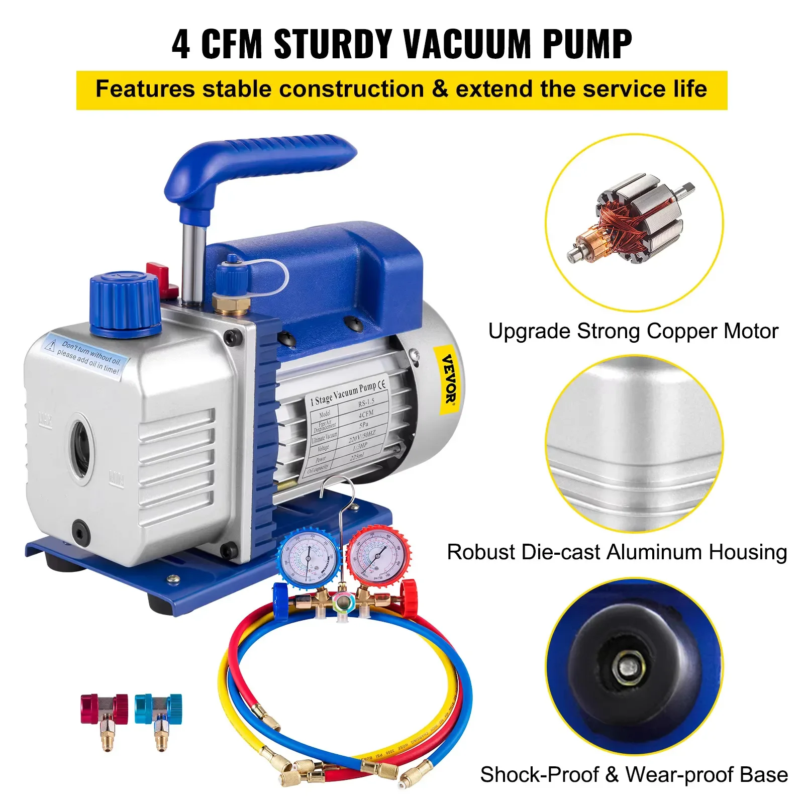 Bomba de Vácuo Rotativa de Pal - Rotary Vane Vacuum Pump Hvac 4Cfm 1/3Hp avaliação e preço